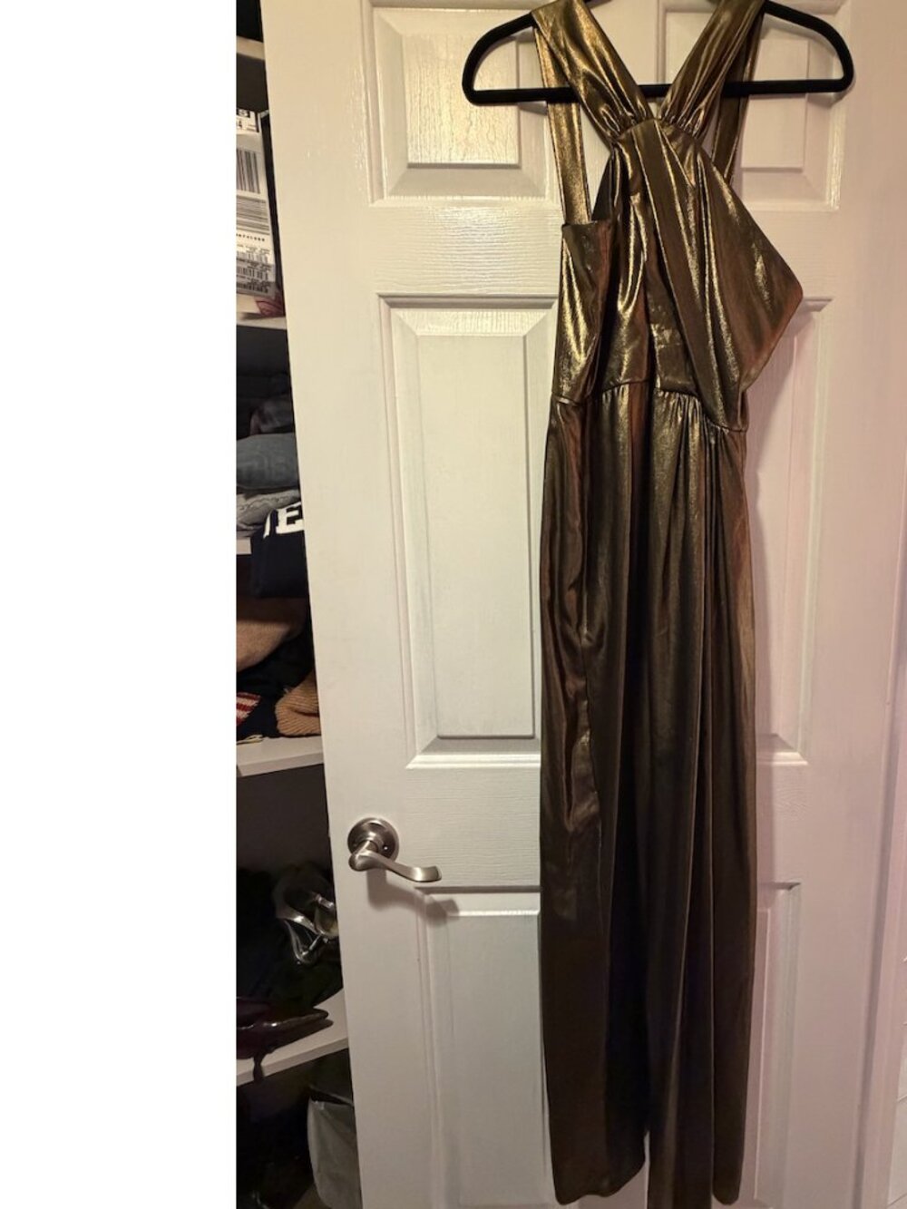 Parker Metallic Olive Gown